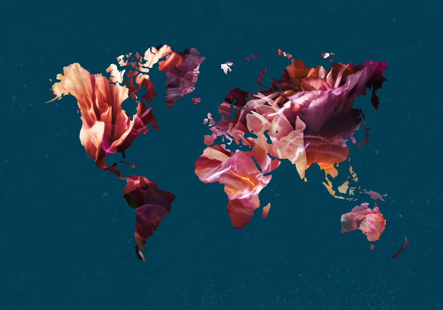 World Map Flowers fototapet