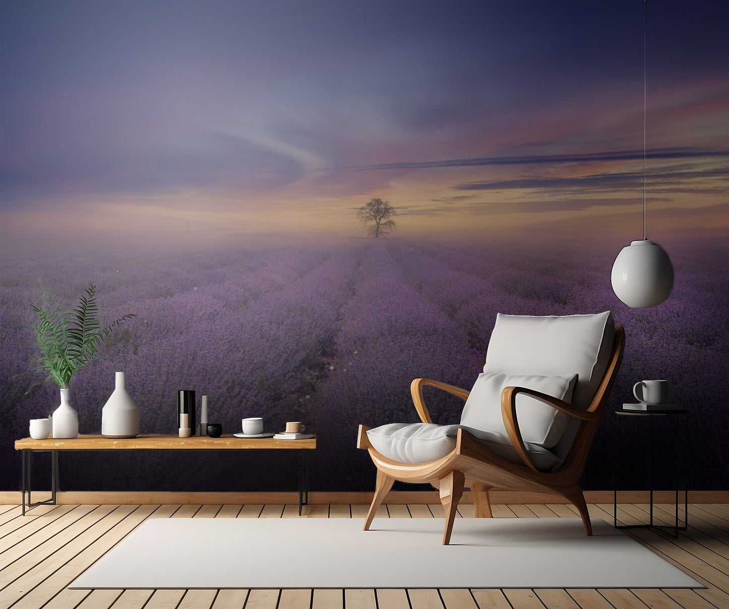 Misty Lavender Field fototapet