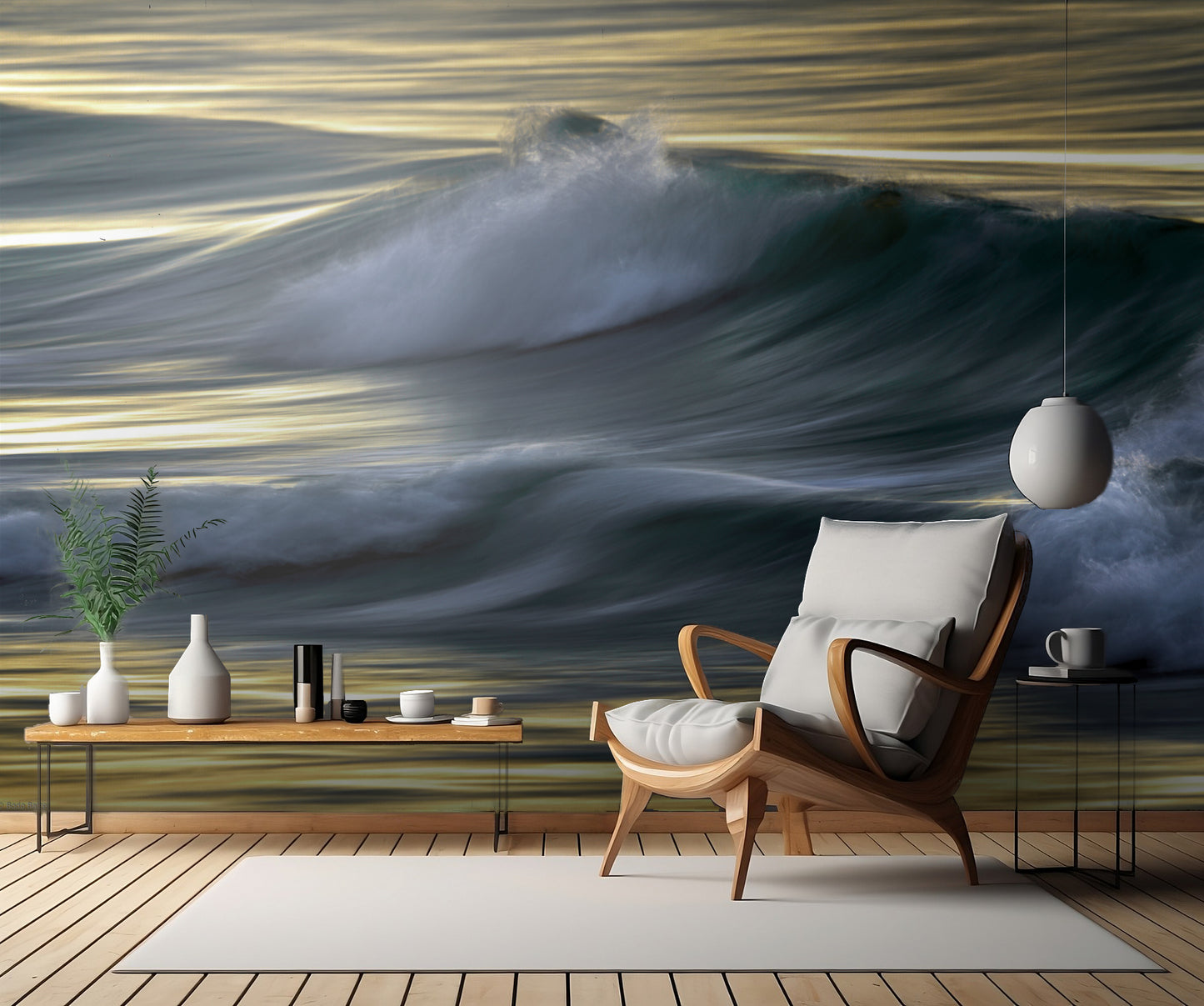 Waves in evening light fototapet