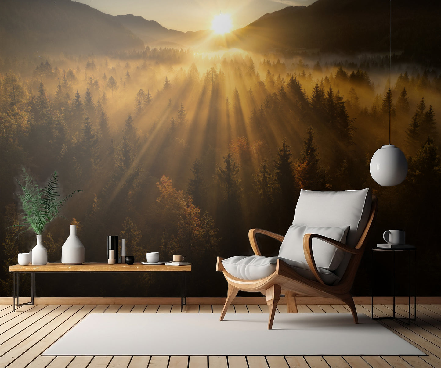 Aerial shot of an autumn forest fototapet