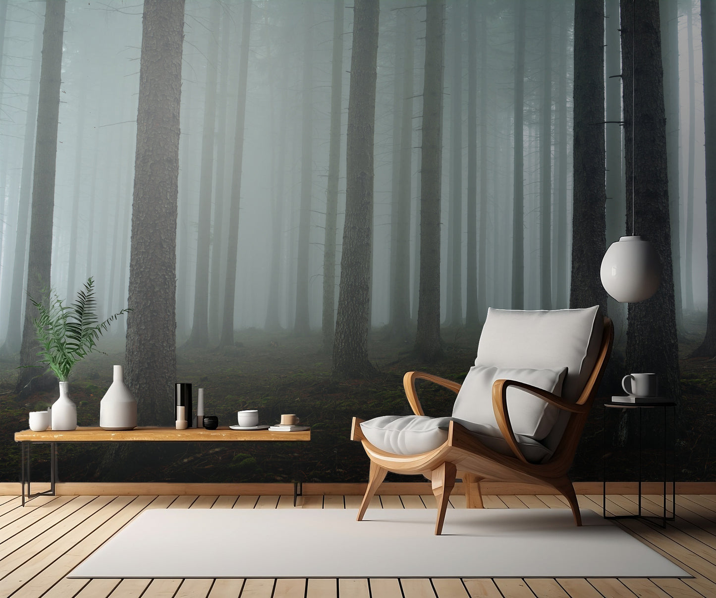 Foggy forest fototapet