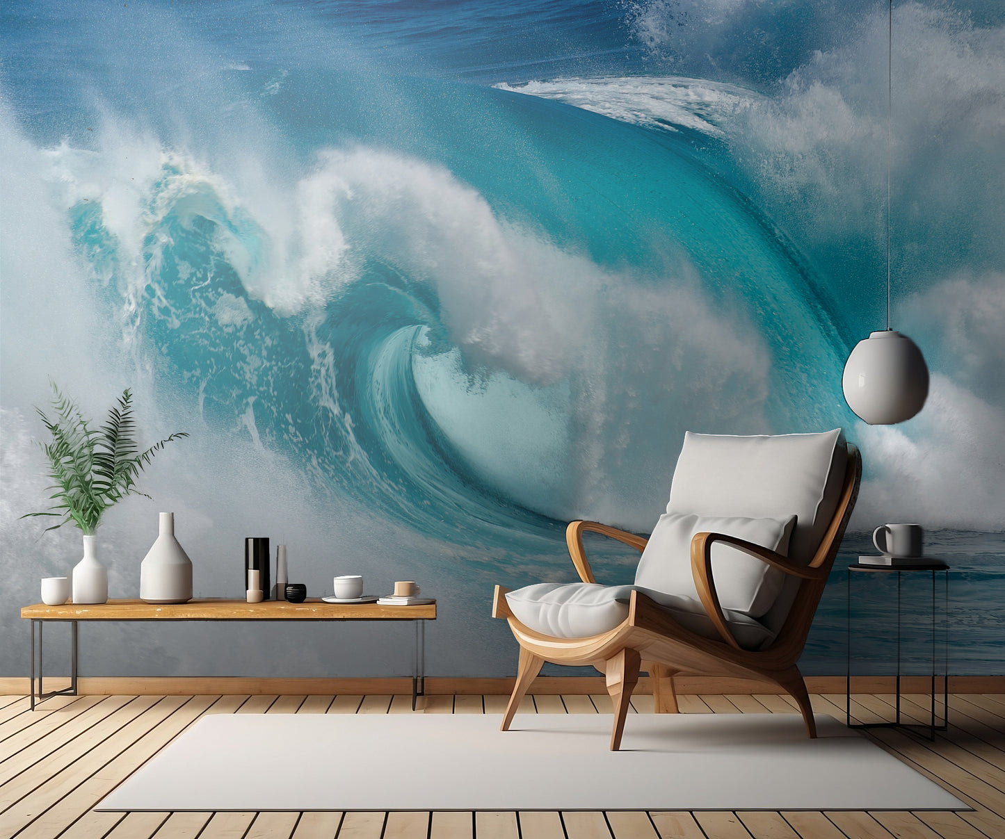 When the ocean turns into blue fire fototapet