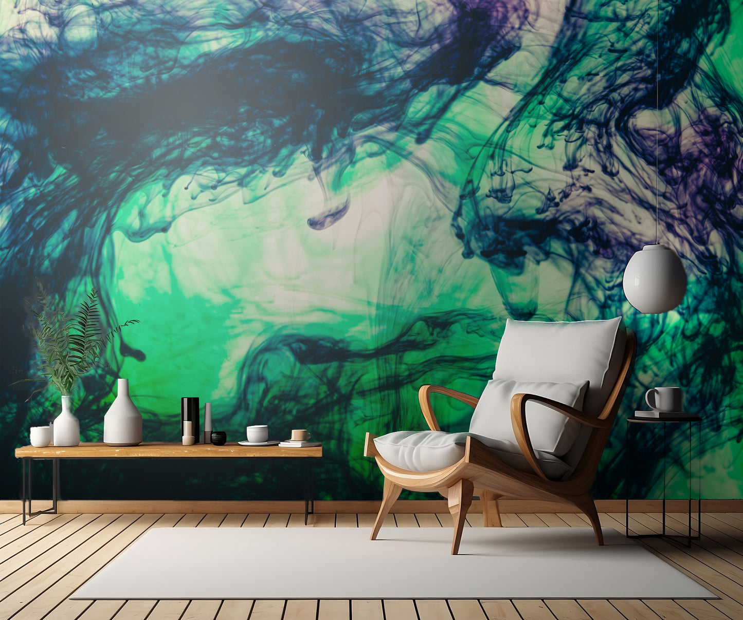 Acrylic colors and ink in water fototapet