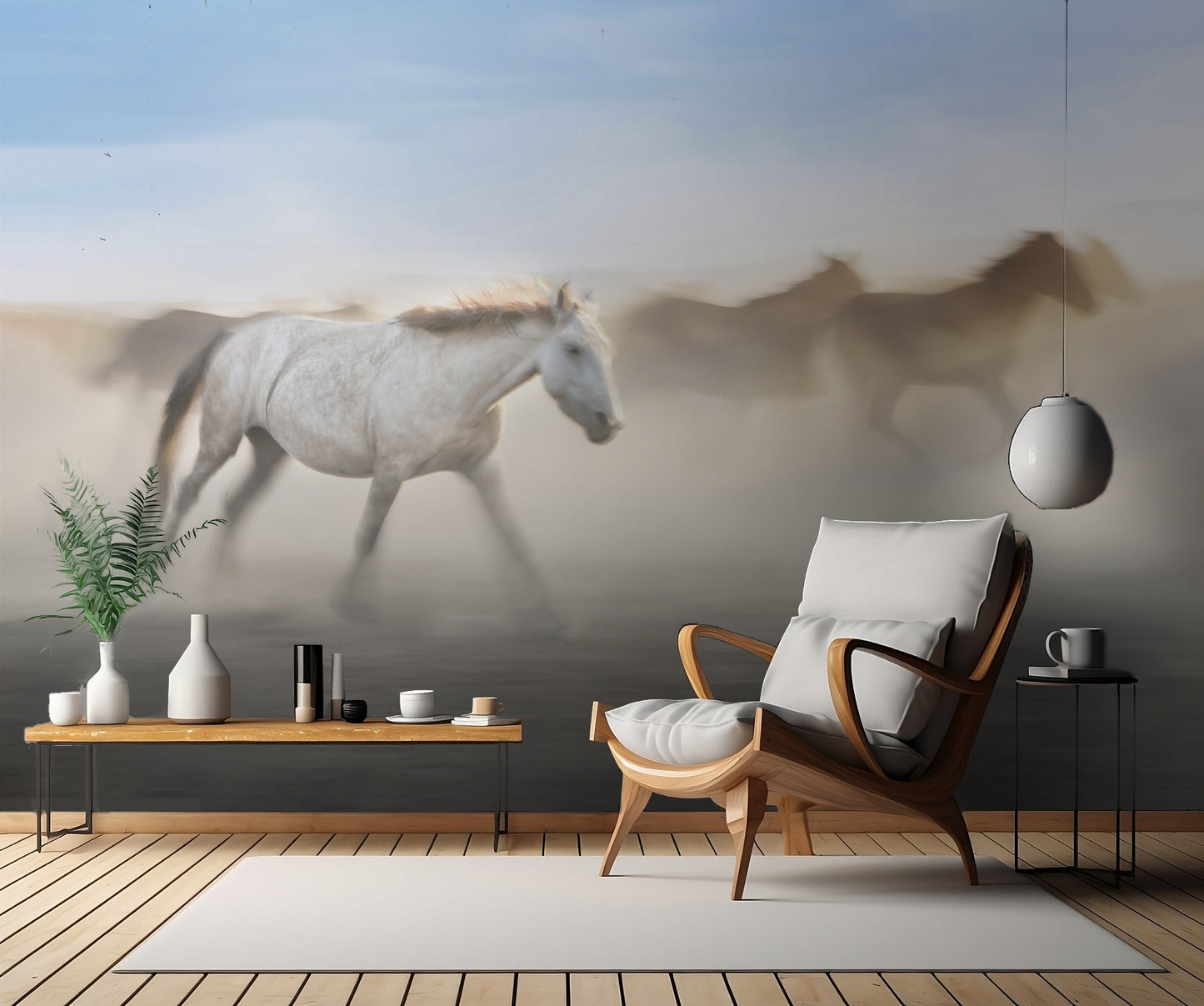 white horse fototapet