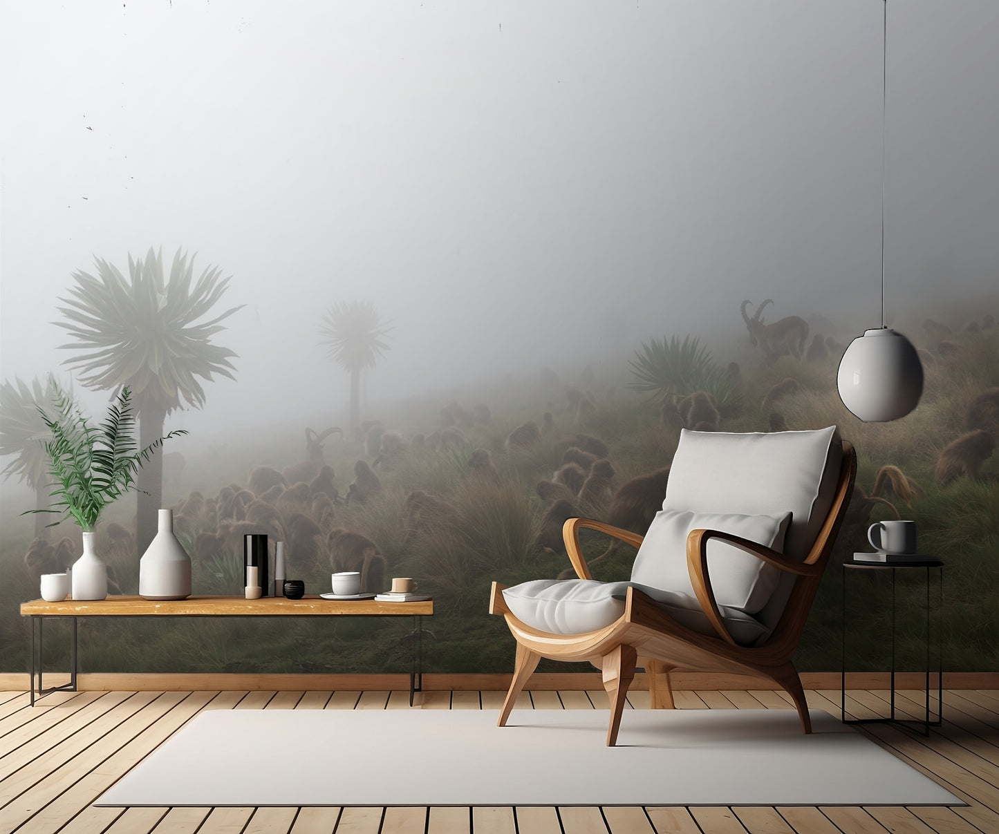 walia ibex into a gelada troop fototapet