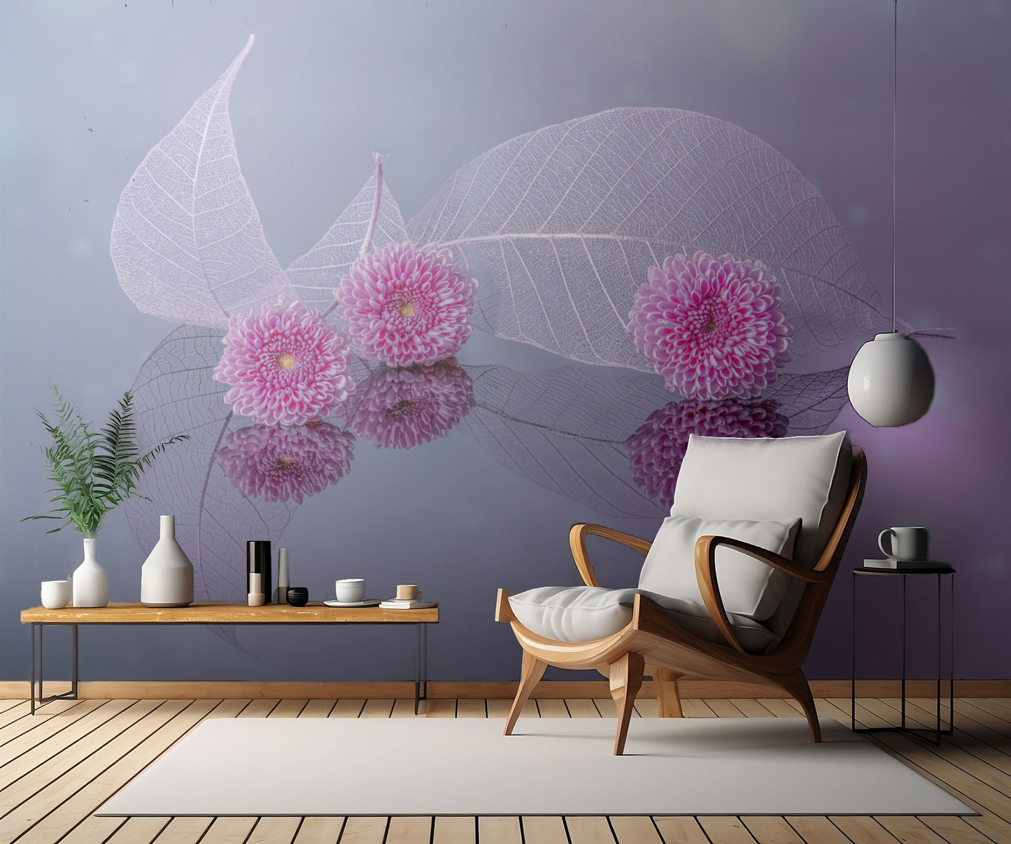 flowers and leaves fototapet