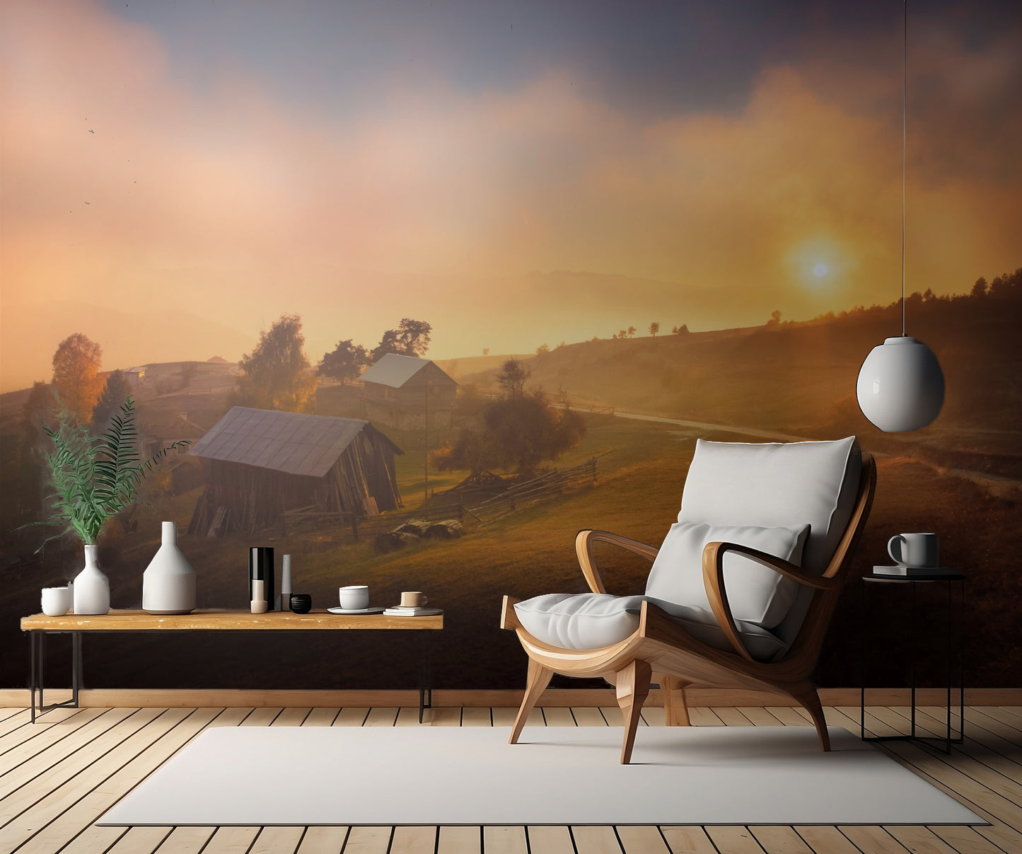 A misty sunset fototapet