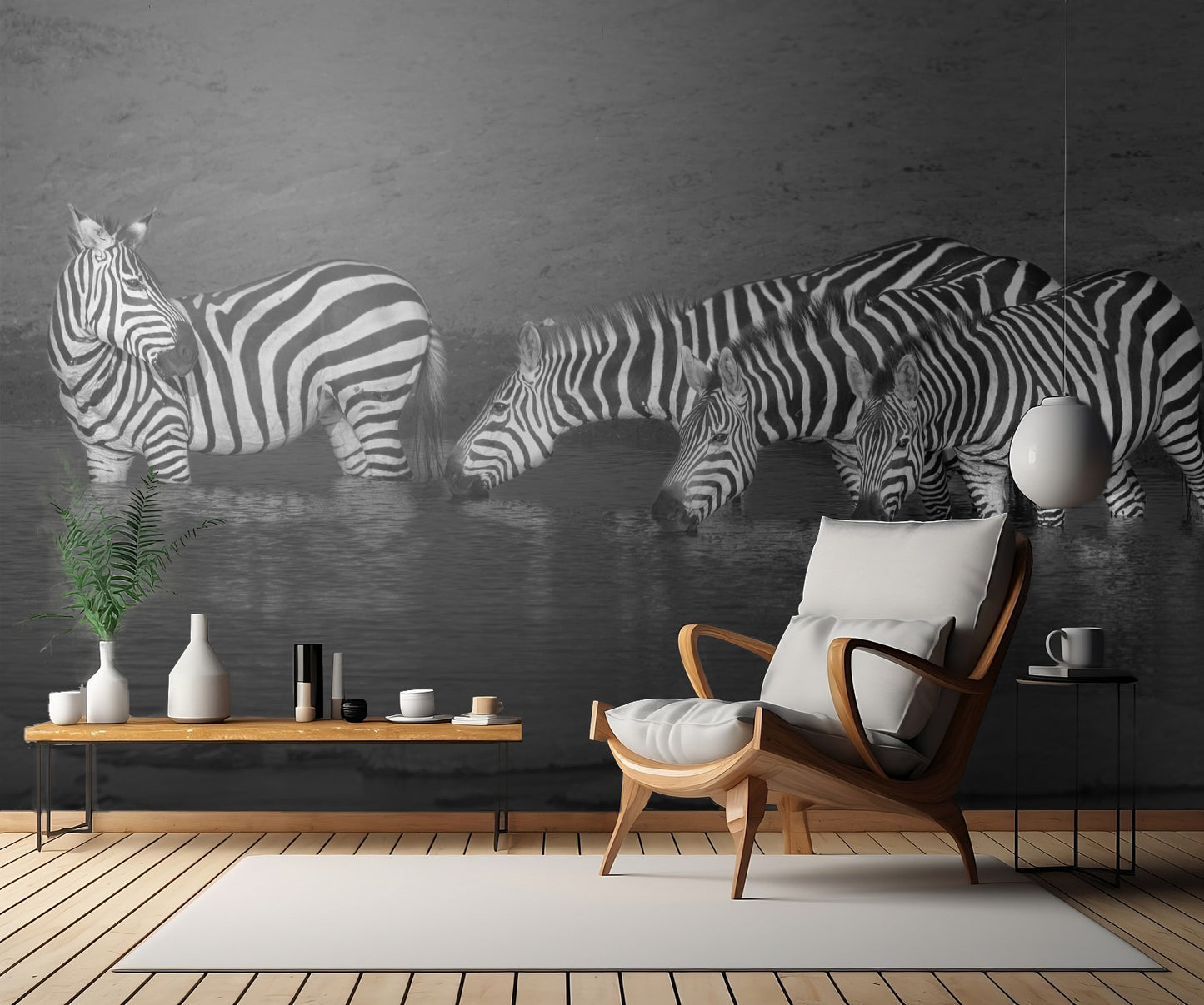 Zebras drinking fototapet