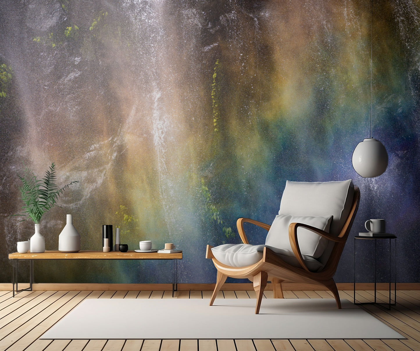 A rainbow in a waterfall fototapet