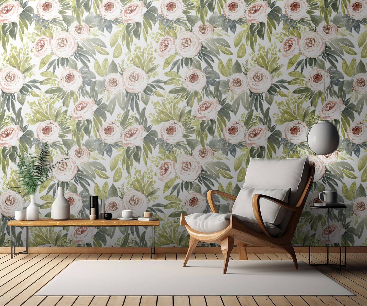 Ananada watercolor botanical pattern fototapet