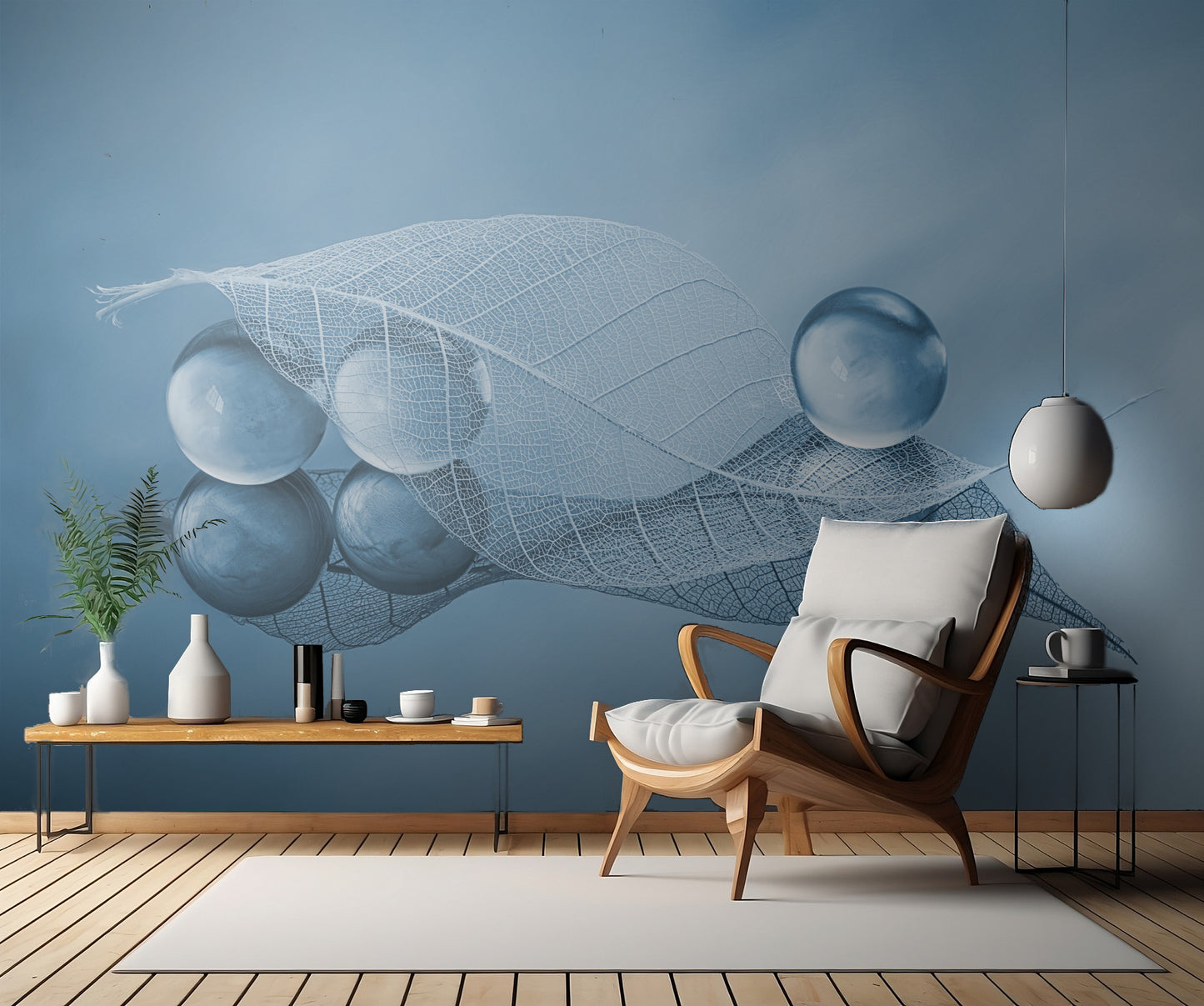 Dry leaf and Bubbles fototapet