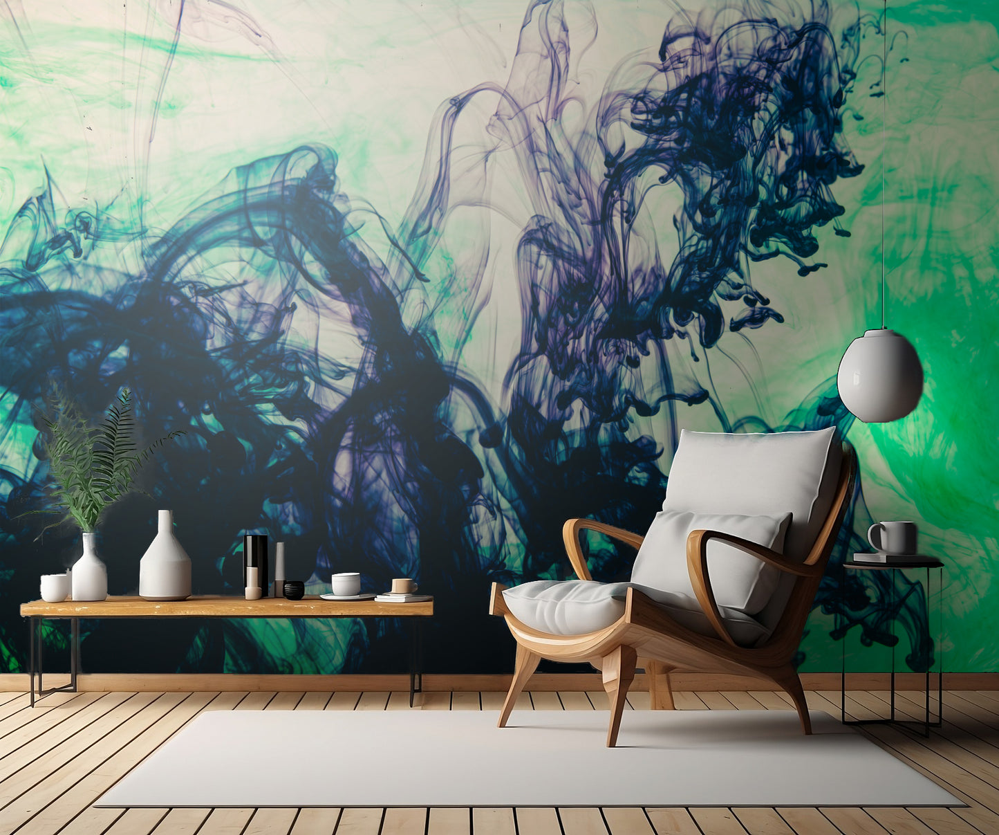 Acrylic colors and ink in water fototapet