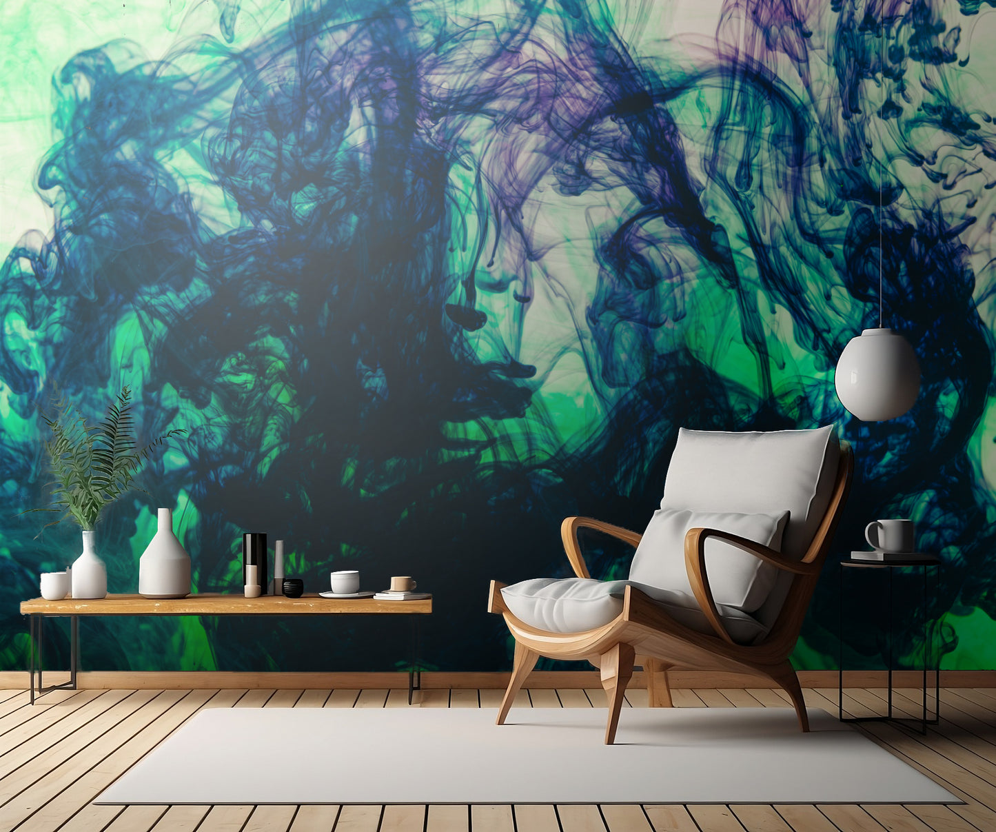 Acrylic colors and ink in water fototapet