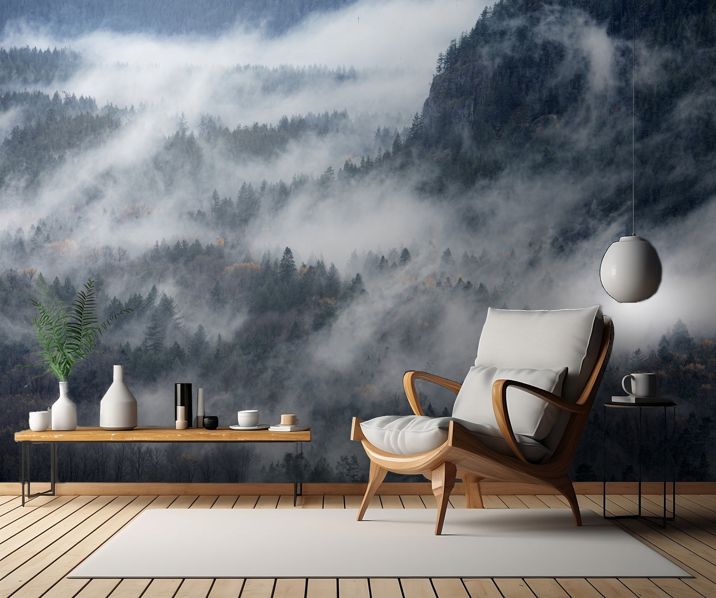 A valley in the fog fototapet