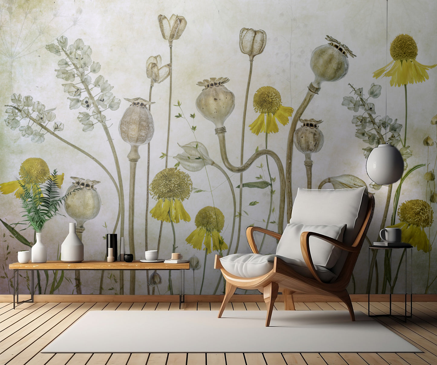 Poppies and Helenium fototapet