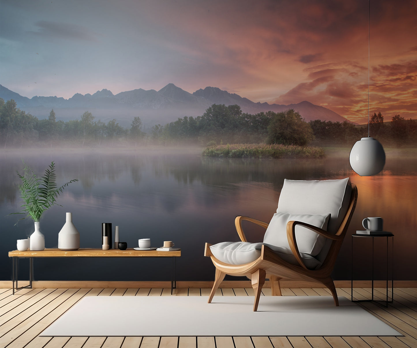 Daybreak by the lake fototapet