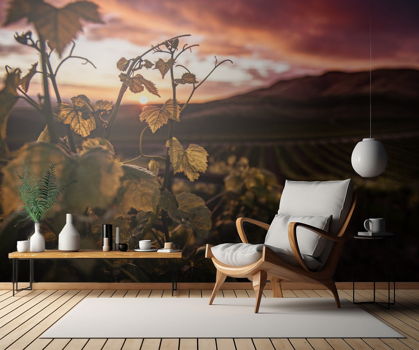 Vineyard at Sunset fototapet