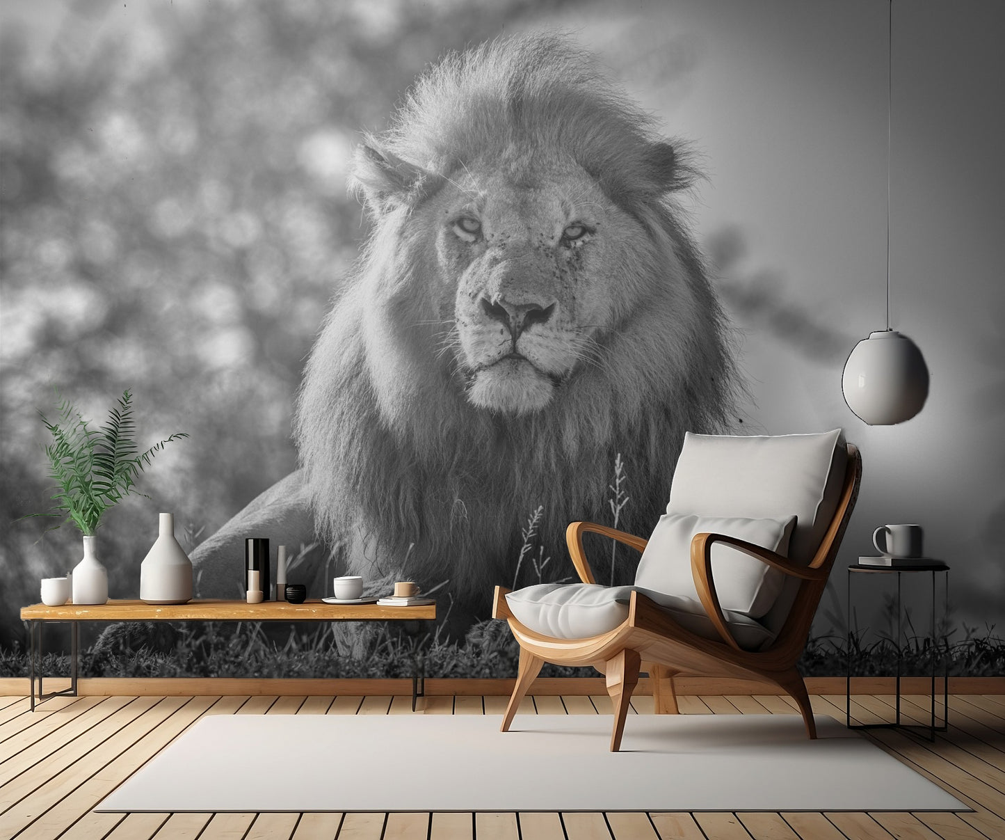 Monochromatic lion king fototapet