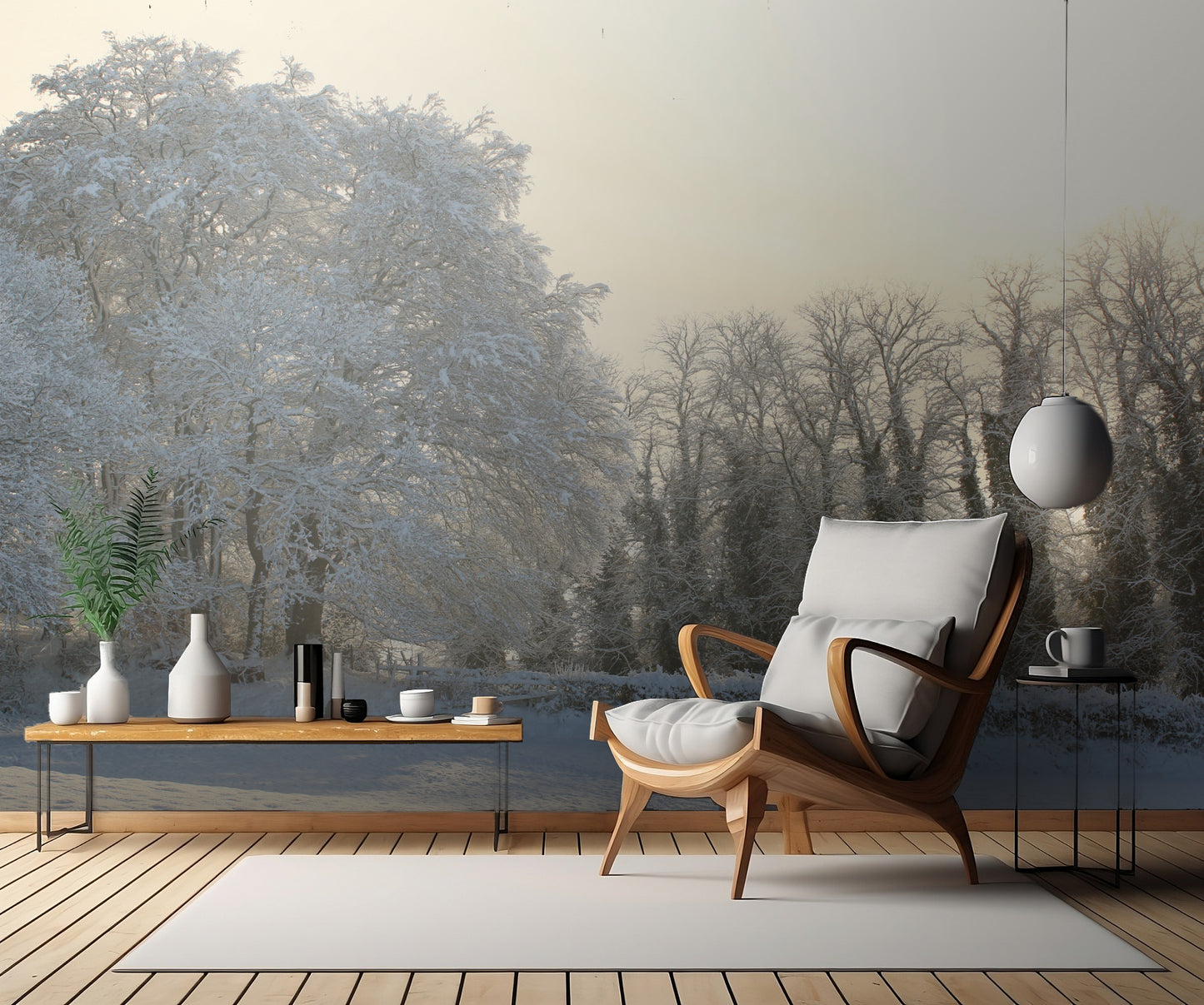 Woods in the snow fototapet