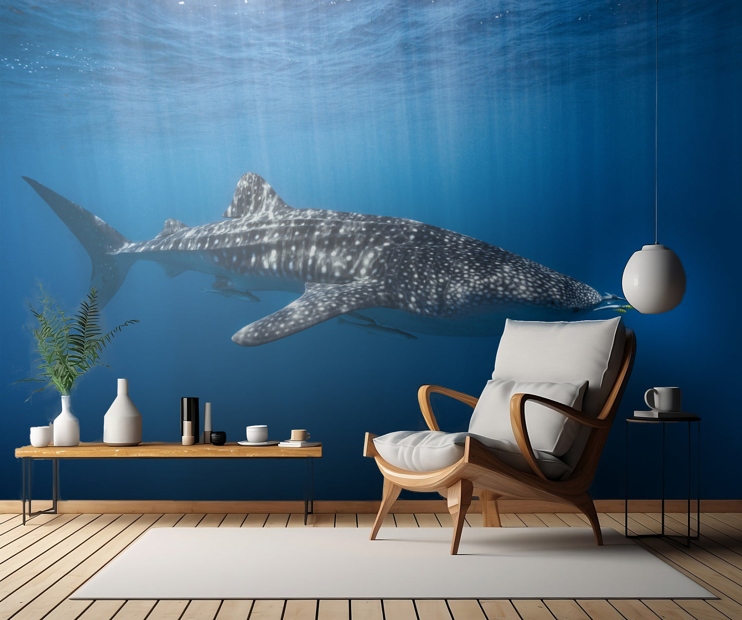 Whale shark in the blue fototapet