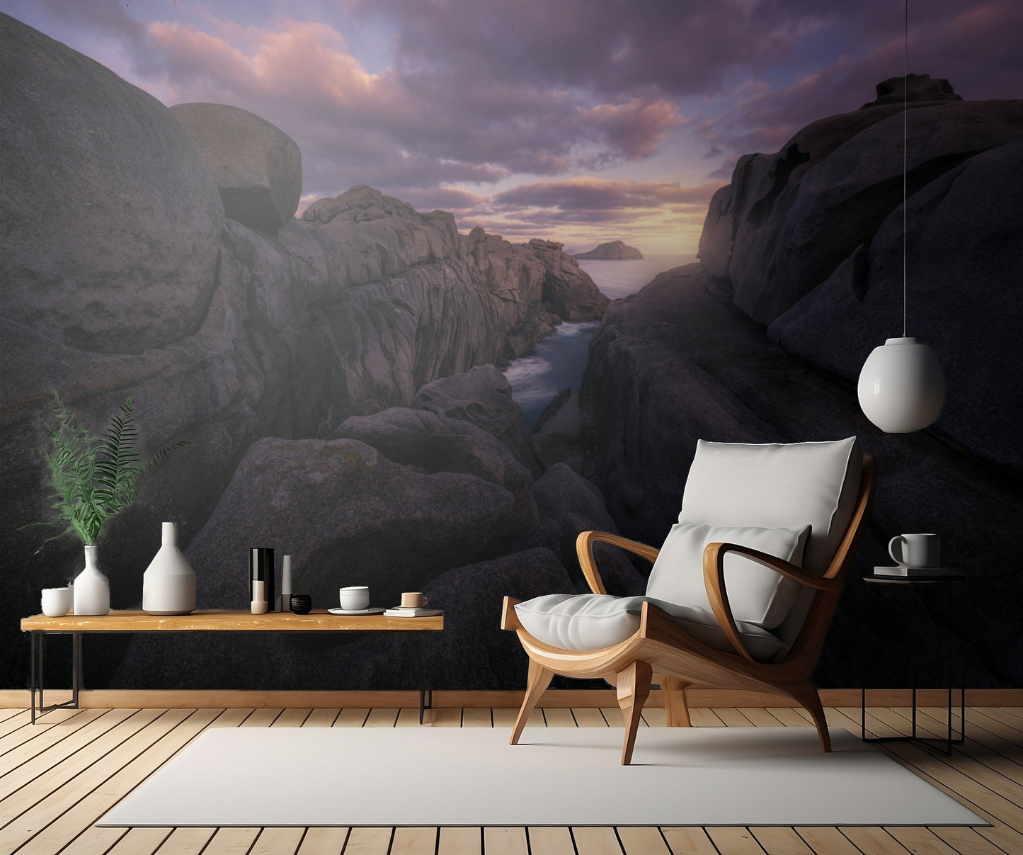 amanecer en acantilados de papel fototapet