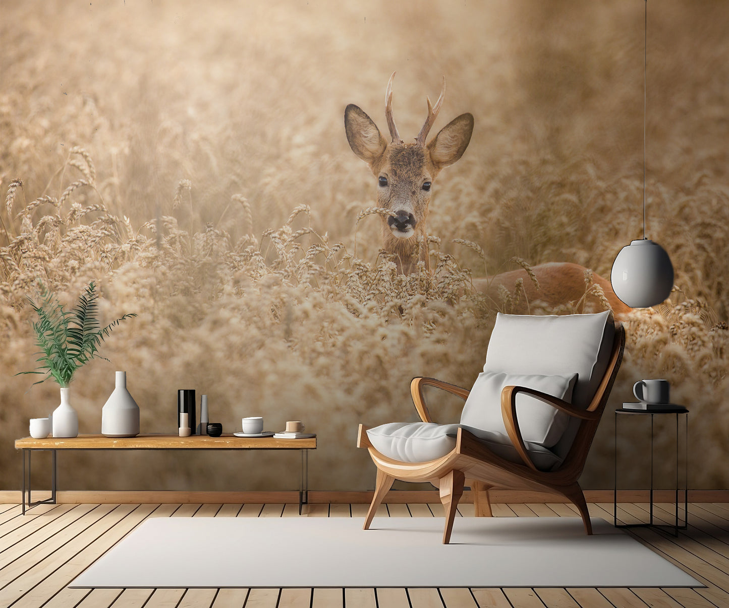 Deer in the field fototapet