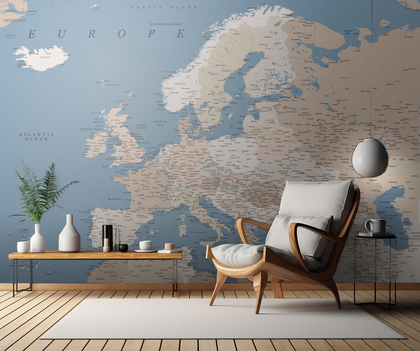 Amias detailed map of Europe fototapet