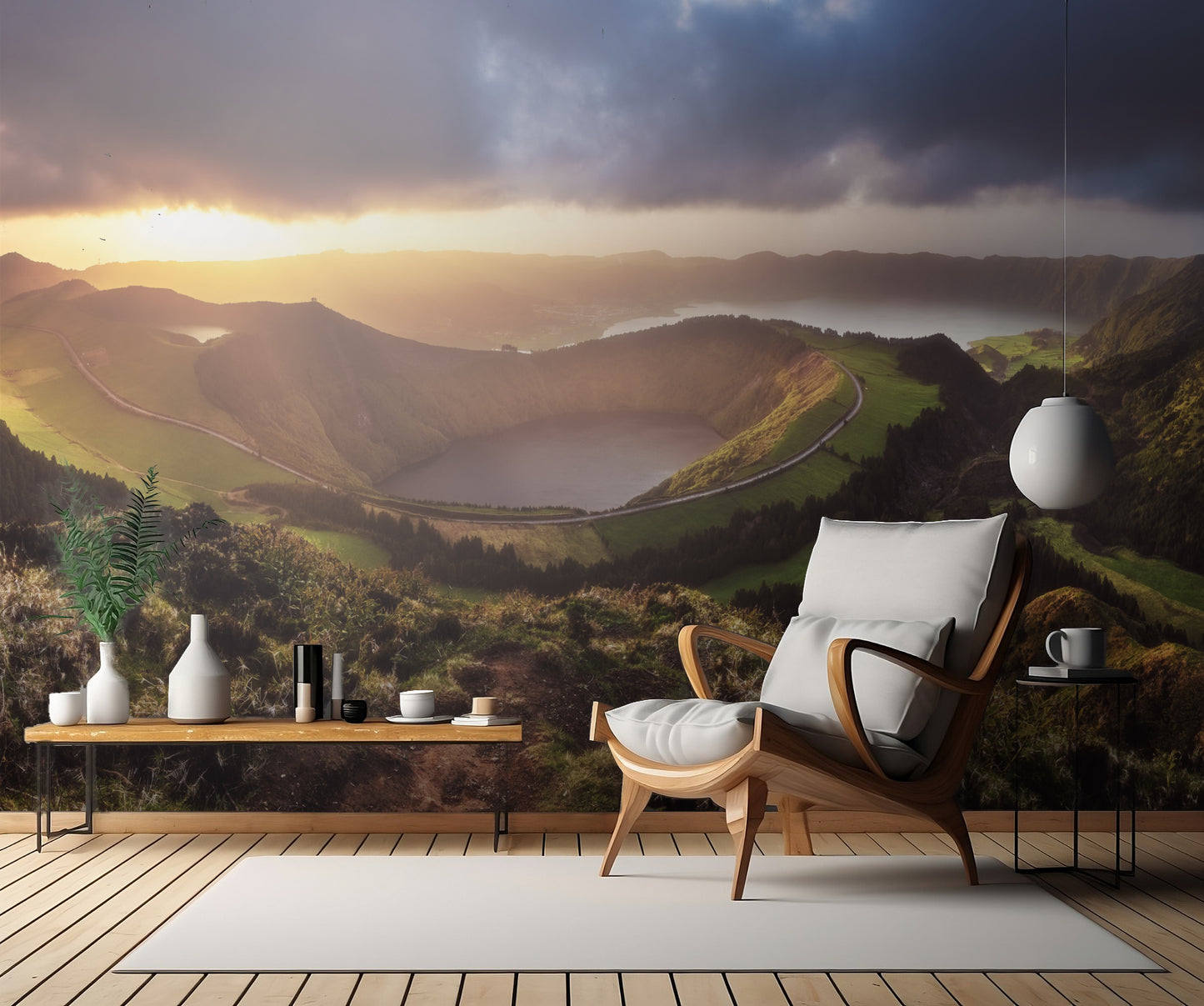 Azores - Sete Cidades Sunset Panorama fototapet