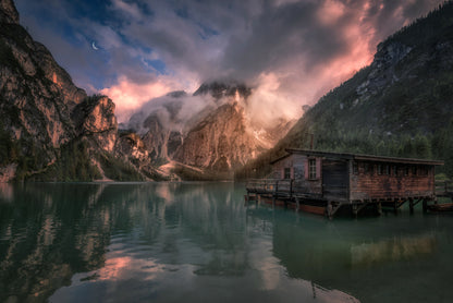 Lago di Braies, Dolomites fototapet