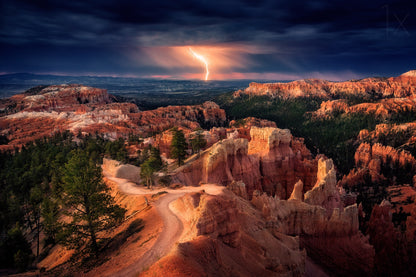 Lightning over Bryce Canyon fototapet
