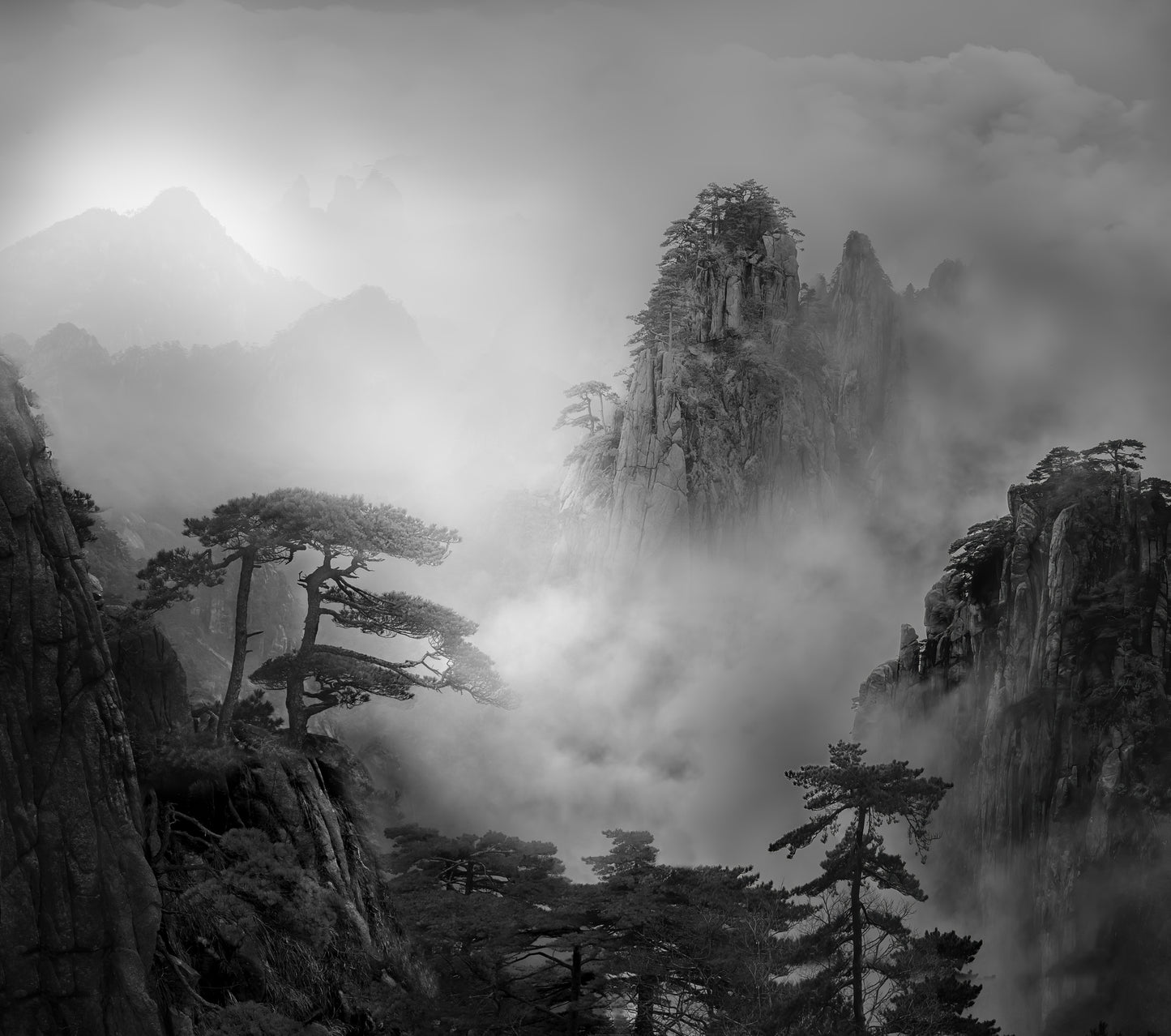 Huang Shan In The Fog fototapet