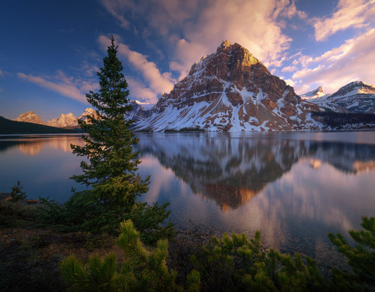 Atardecer en Bow Lake. fototapet