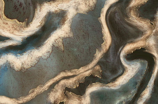 Alcohol Ink Green Blue Gold Beige fototapet