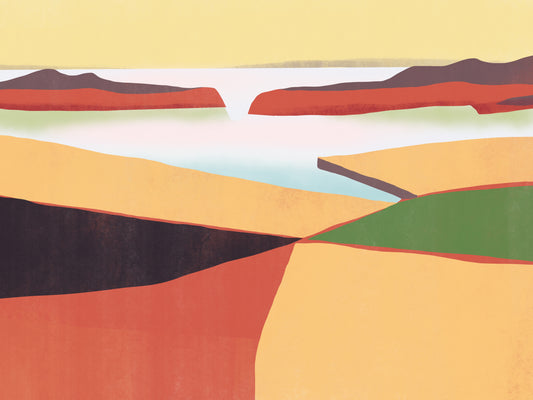 Yellow landscape painting fototapet