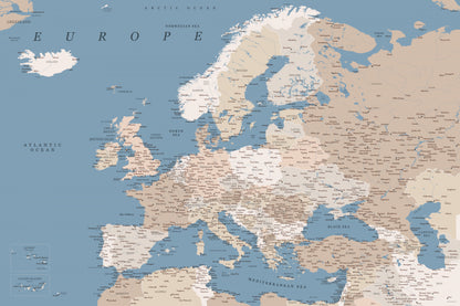 Amias detailed map of Europe fototapet