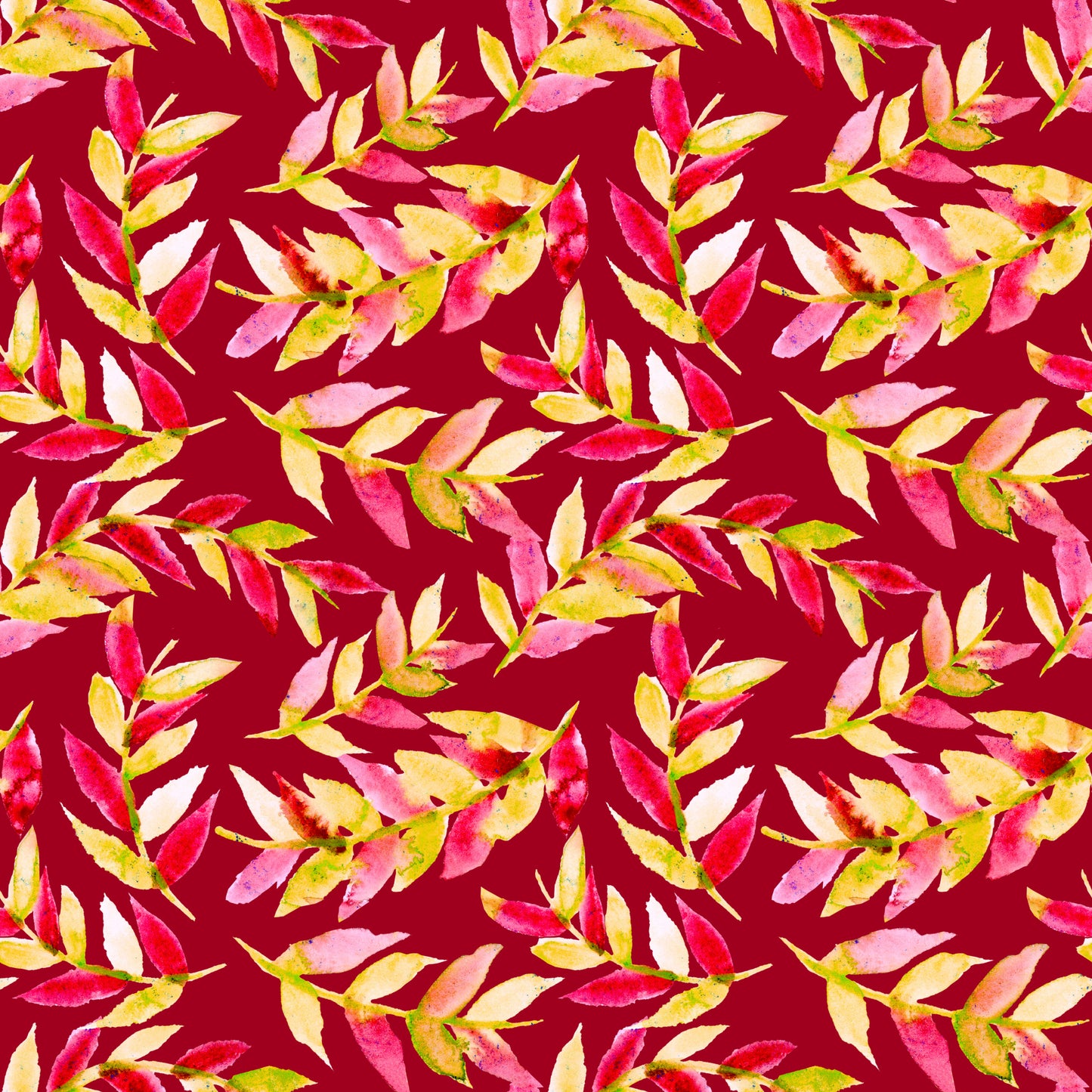 Yellow Red On Red Leaves Curved fototapet
