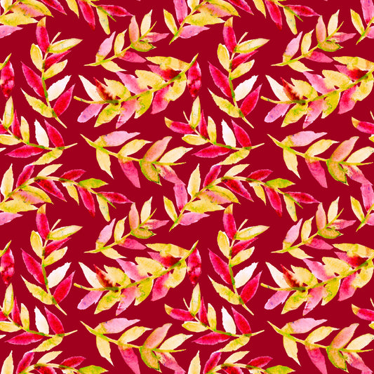 Yellow Red On Red Leaves Curved fototapet