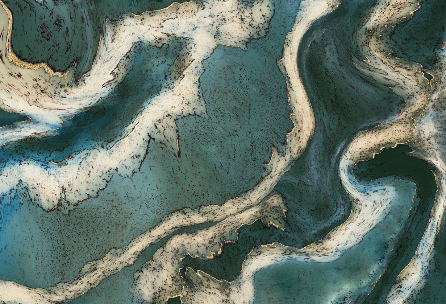 Alcohol Ink Green Gold fototapet