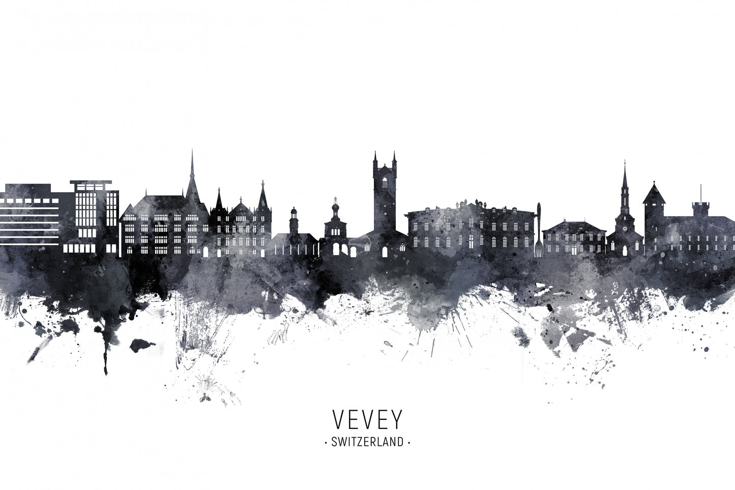 Vevey Switzerland Skyline fototapet