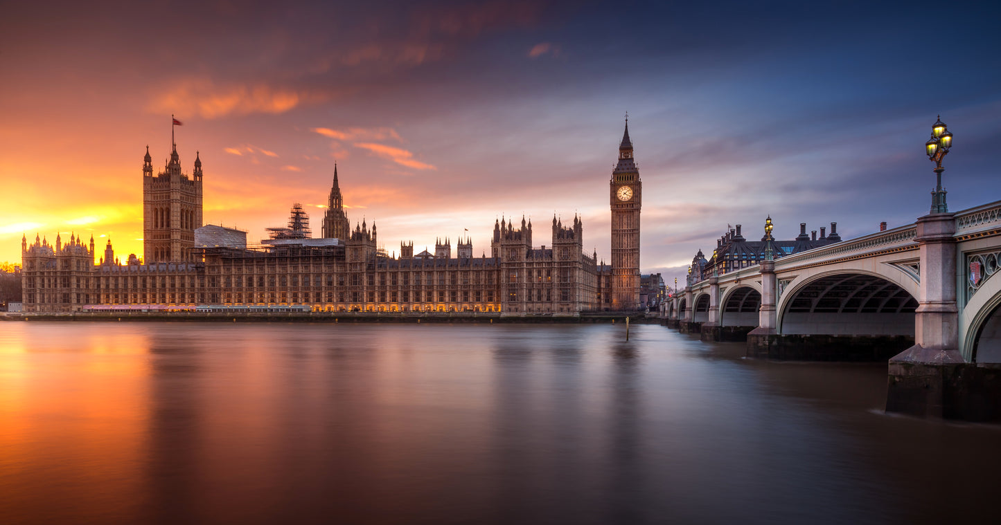 London Palace of Westminster Sunset fototapet