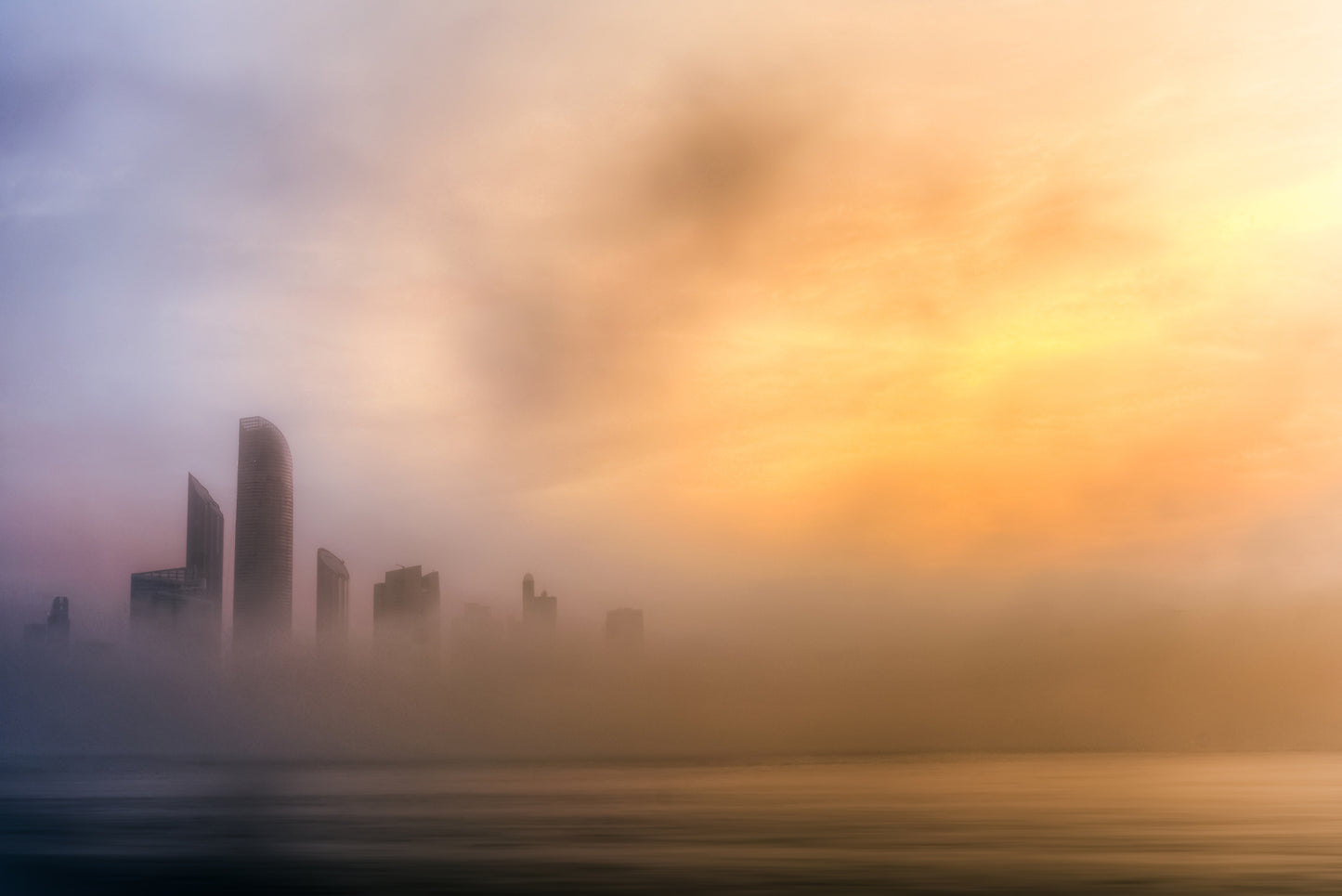 Abu Dhabi Cityscape - Foggy Morning fototapet