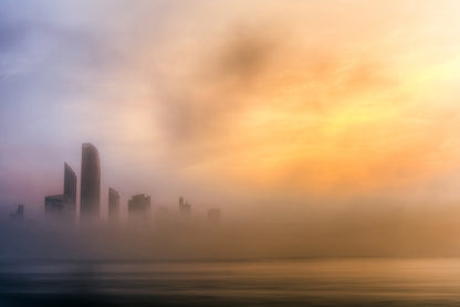 Abu Dhabi Cityscape - Foggy Morning fototapet