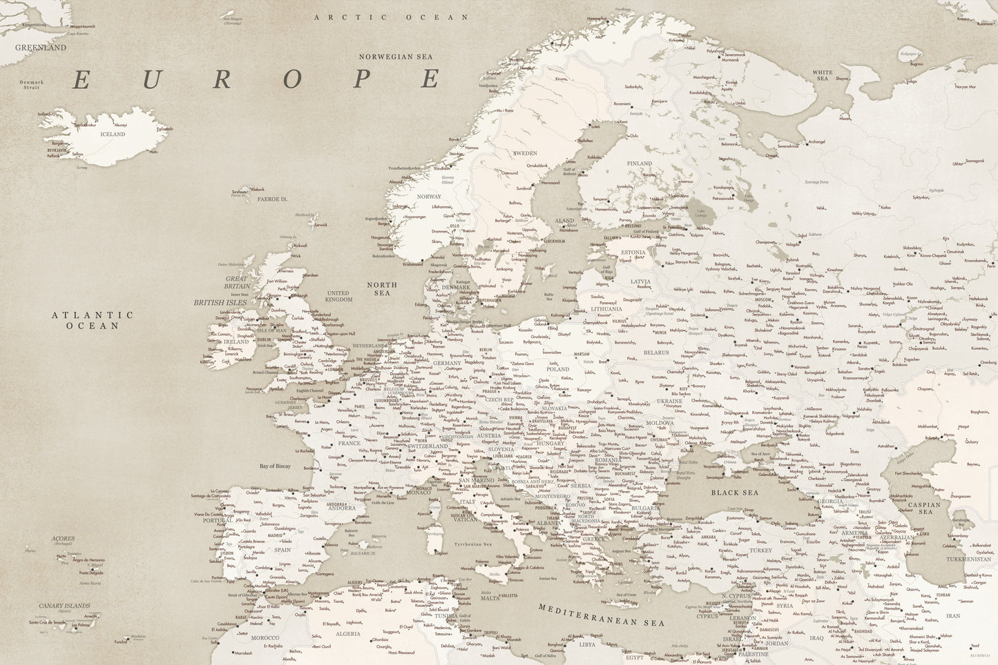 Vintage looking detailed map of Europe fototapet