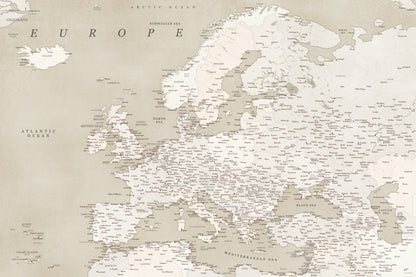 Vintage looking detailed map of Europe fototapet
