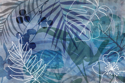 Abstract Botanical Blue fototapet