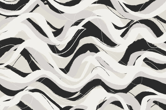 White Black Waves Pattern Square fototapet