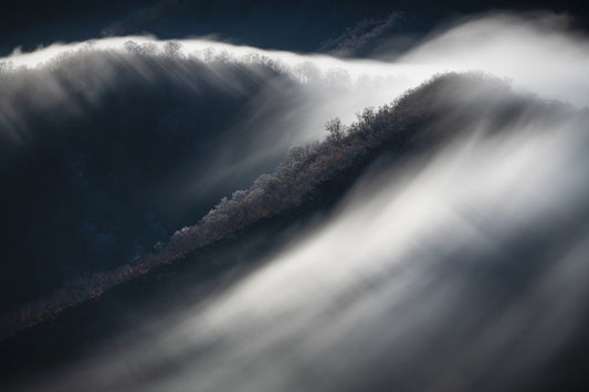 Waterfall clouds and hoarfrost fototapet