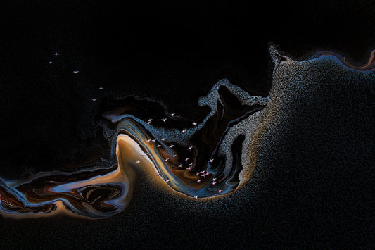 Flamingo over lake fototapet