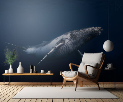 Humpback whale in blue fototapet