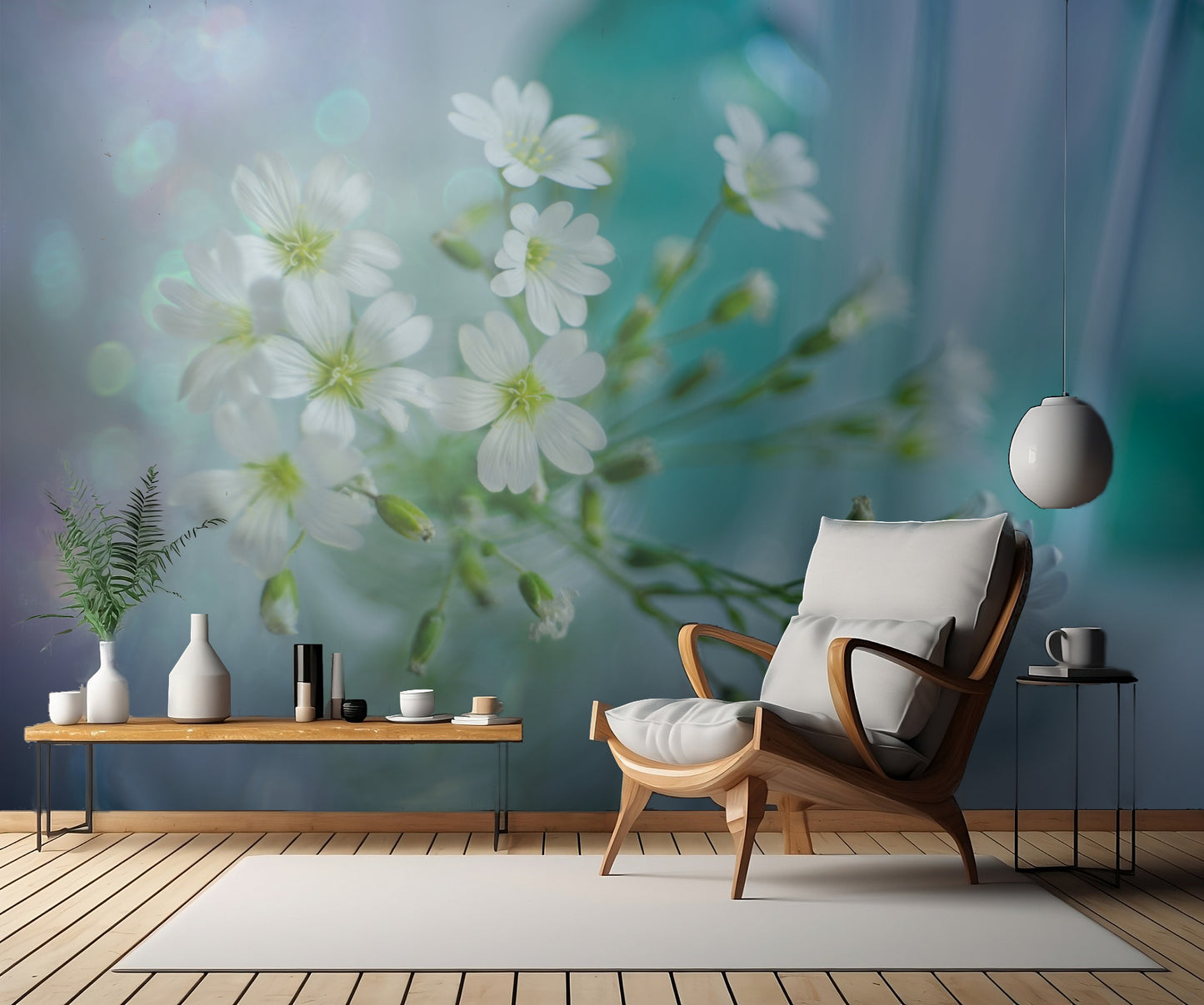 white spring fototapet